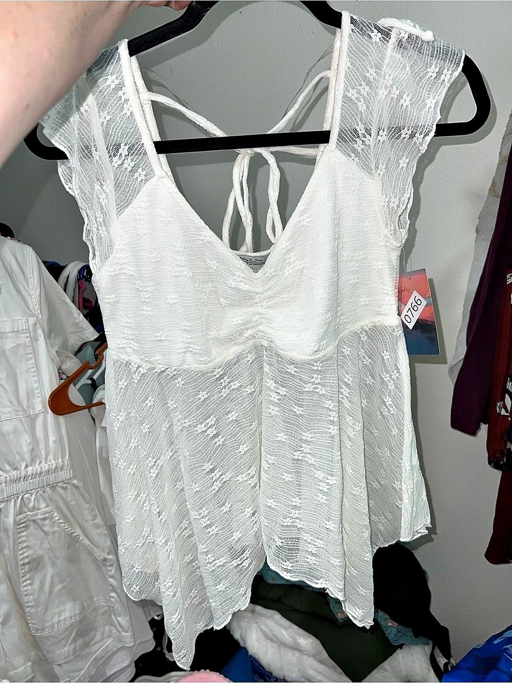 Haley & June White floral lace babydoll top